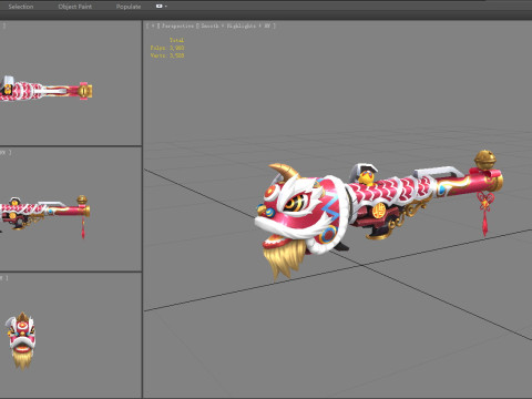 Cartoon lion dance Rocket 3D Model