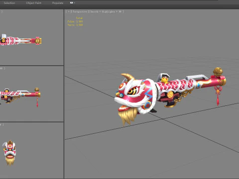 Cartoon lion dance Rocket 3D Model