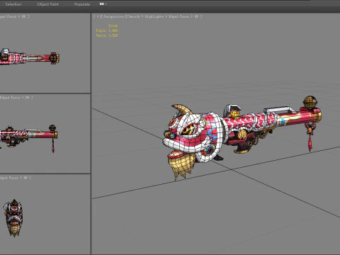 Cartoon lion dance Rocket 3D Model