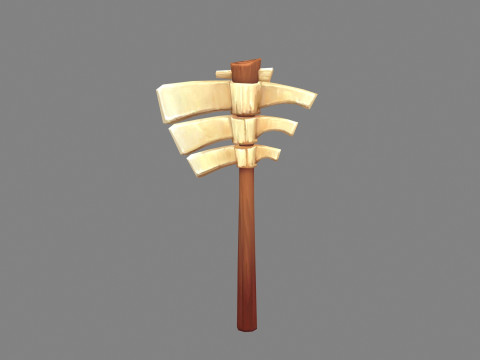 Cartoon Bone Axe - Primitive Weapon 3D 모델