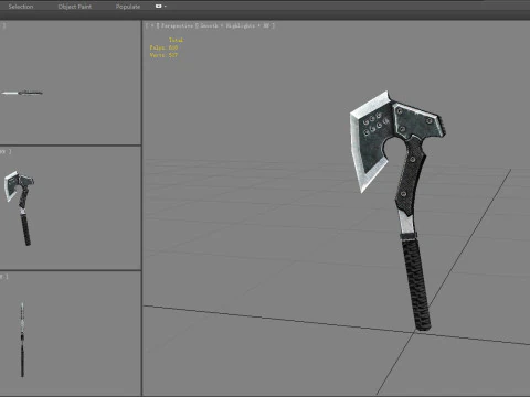 Cartoon military tomahawk - iron axe 3D Model