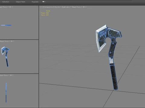 Cartoon military tomahawk - iron axe 3D Model