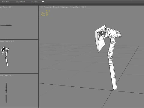 Cartoon military tomahawk - iron axe 3D Model