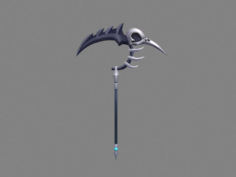 Cartoon iron sickle - grim Reaper 3D Model