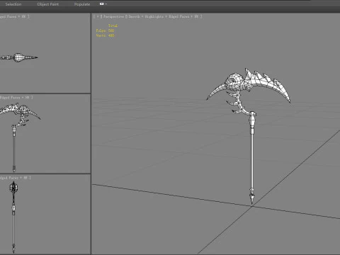 Cartoon iron sickle - grim Reaper 3D Model