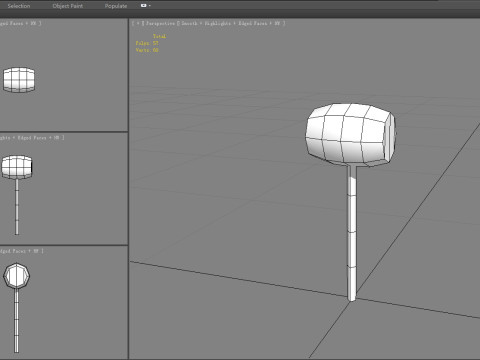 Cartoon wooden hammer with cat paw print 3D Model