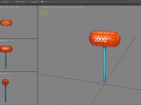 Inflatable hammer - Cartoon toy hammer 3D Model