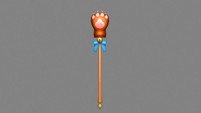 Bear Paw Staff - bear claw scepter - mage weapon 3D Модель .c4d .max .obj .3ds .fbx .stl .blend 