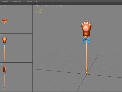 Bear Paw Staff - bear claw scepter - mage weapon 3D Модель