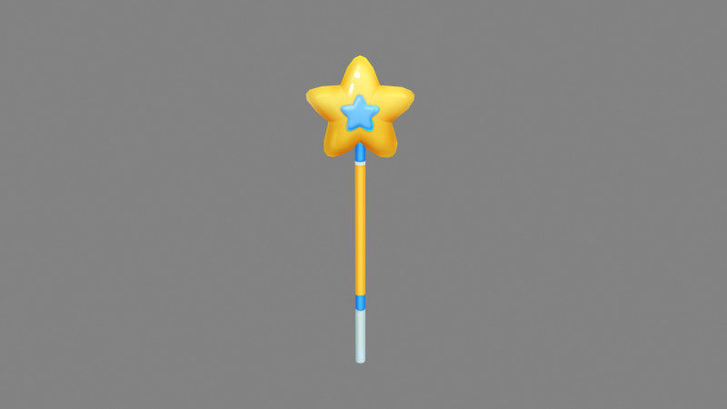 Cartoon Pentagram Wand 3D 模型 .c4d .max .obj .3ds .fbx .stl .blend 