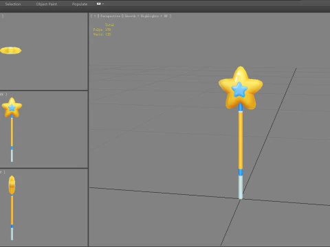 Cartoon Pentagram Wand 3D Model