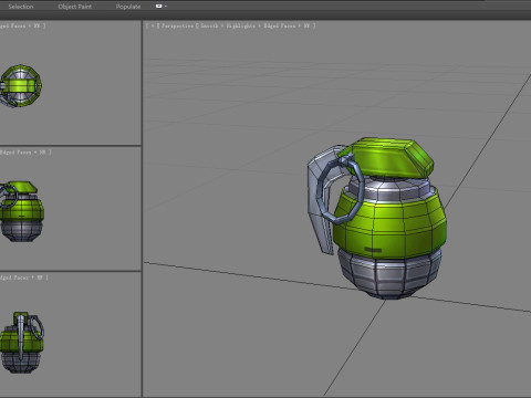 Cartoon green grenade 3D Model