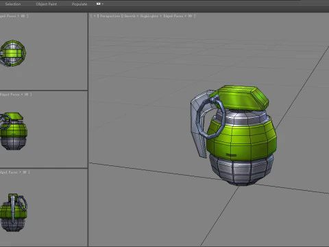 Cartoon green grenade 3D Model