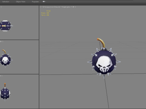 Rivet bomb with skull Modello 3D