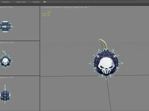 Rivet bomb with skull 3D Model