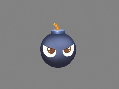 Cartoon black bomb character 3D Model