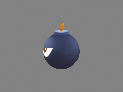 Cartoon black bomb character 3D Model