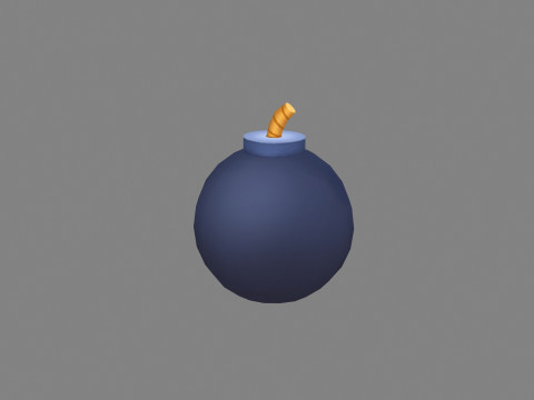 Cartoon black bomb character 3D Model