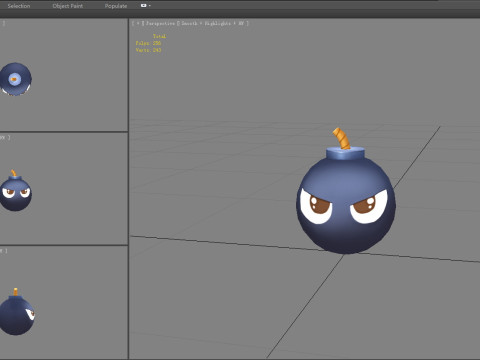 Cartoon black bomb character 3D Model
