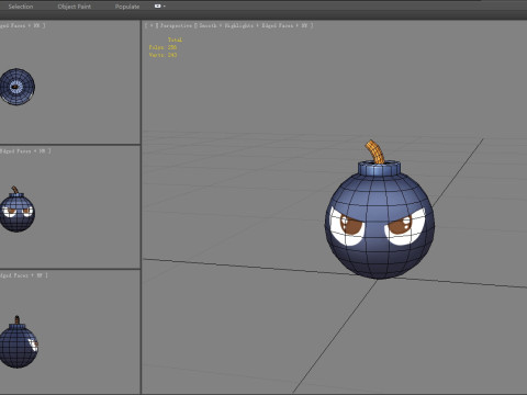 Cartoon black bomb character 3D Model
