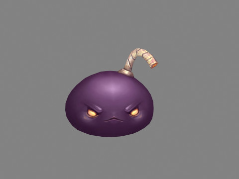Cartoon purple bomb character 3D Model