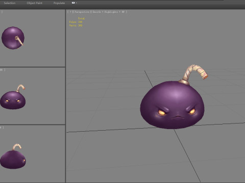 Cartoon purple bomb character 3D 模型
