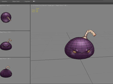 Cartoon purple bomb character 3D Model