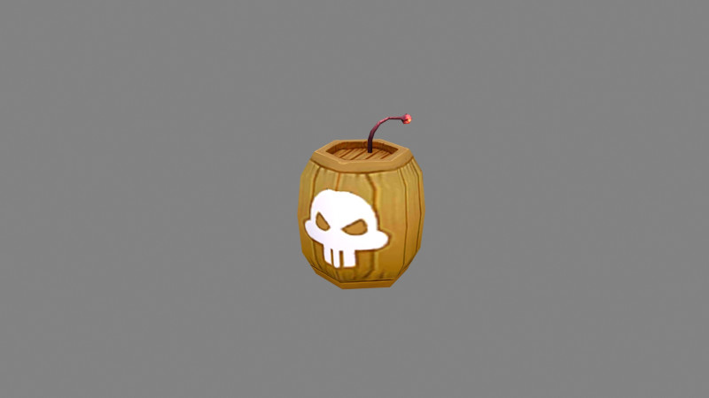 Cartoon gunpowder keg - explosive barrel 3D Model .c4d .max .obj .3ds .fbx .stl .blend 