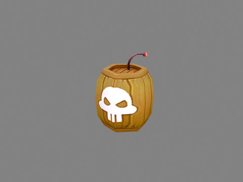 Cartoon gunpowder keg - explosive barrel Model 3D