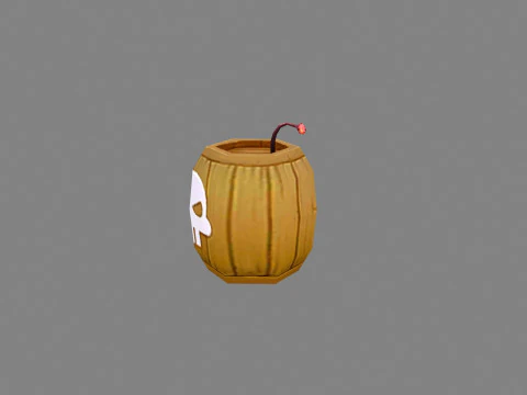 Cartoon gunpowder keg - explosive barrel 3D Model