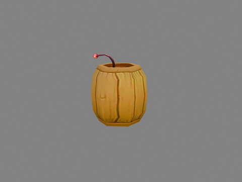 Cartoon gunpowder keg - explosive barrel 3D Model