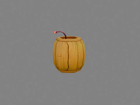 Cartoon gunpowder keg - explosive barrel 3D Model