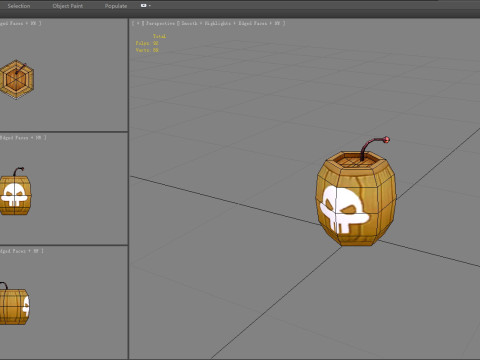 Cartoon gunpowder keg - explosive barrel 3D Model