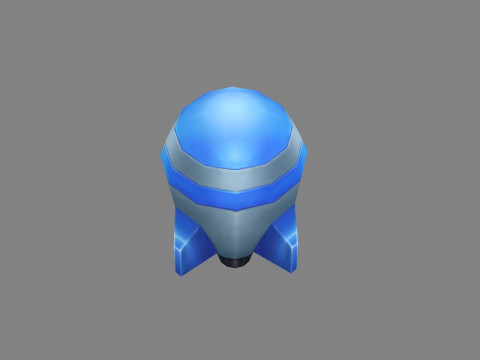Cartoon blue rocket missile 3D Model