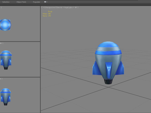 Cartoon blue rocket missile 3D Model