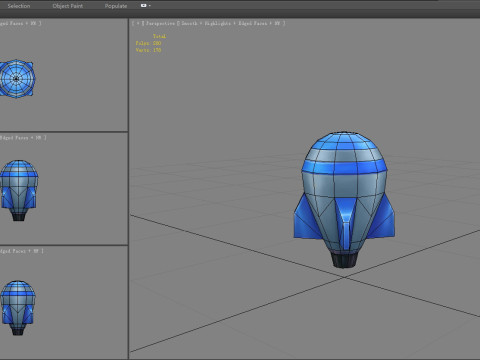 Cartoon blue rocket missile 3D Model
