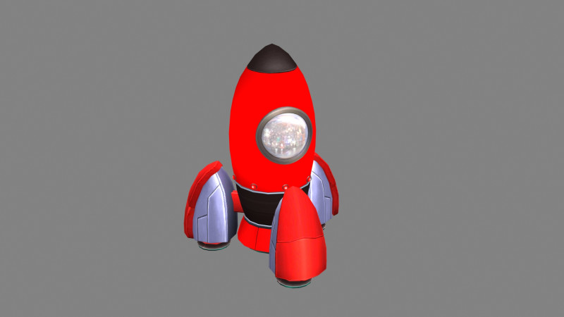 Cartoon red rocket 3D Model .c4d .max .obj .3ds .fbx .stl .blend 