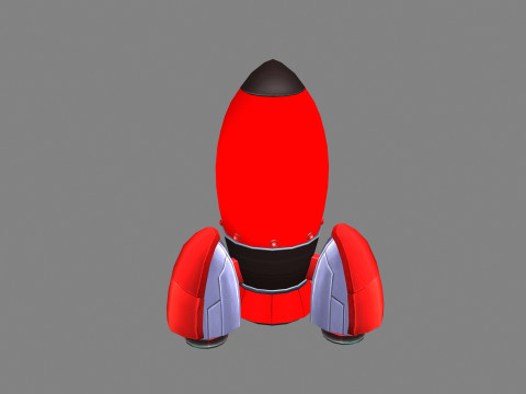 Cartoon red rocket 3D Model