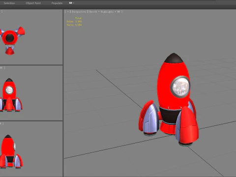 卡通红色火箭 3D 模型
