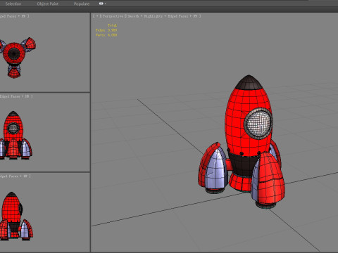 Cartoon red rocket 3D Model