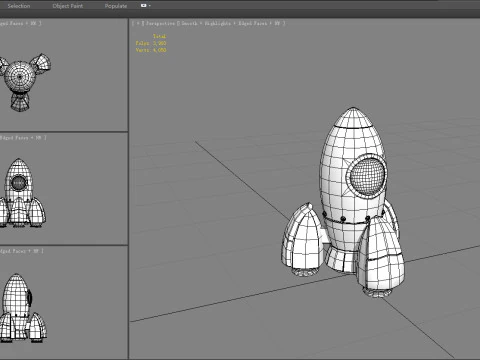 卡通红色火箭 3D 模型