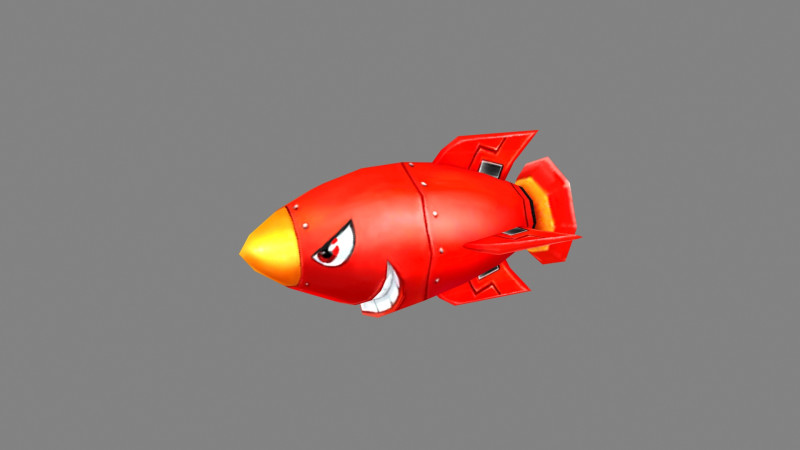 Cartoon red rocket character 3D Model .c4d .max .obj .3ds .fbx .stl .blend 