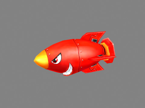 Cartoon red rocket character Modelo 3D