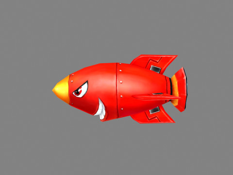 Cartoon red rocket character 3D Model