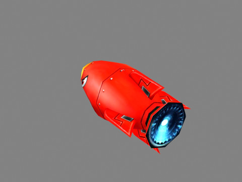 Cartoon red rocket character 3D Model