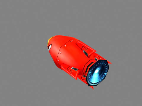 Cartoon red rocket character 3D Model