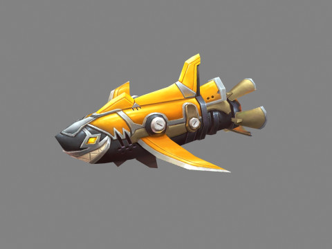 Cartoon shark rocket character Modelo 3D