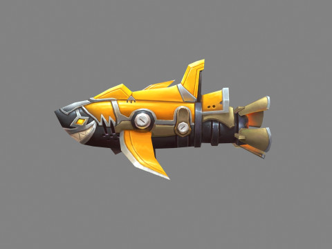 Cartoon shark rocket character 3D Model