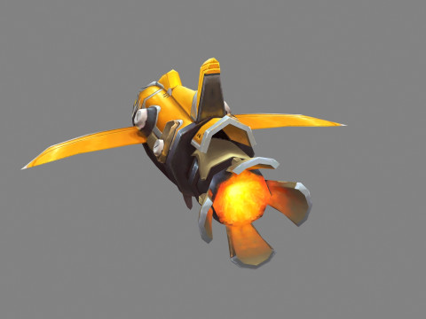 Cartoon shark rocket character 3D Model