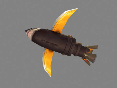 Cartoon shark rocket character 3D Model